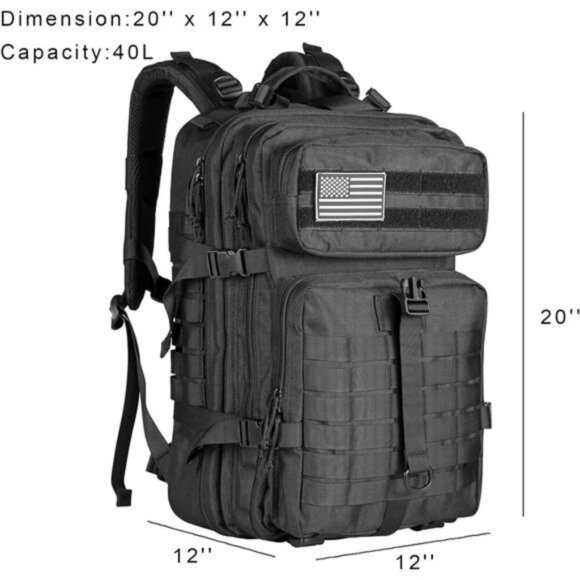 Large Tactical Backpack 40L Molle Military Hiking Camping Rucksack Bag - Picture 2 of 7